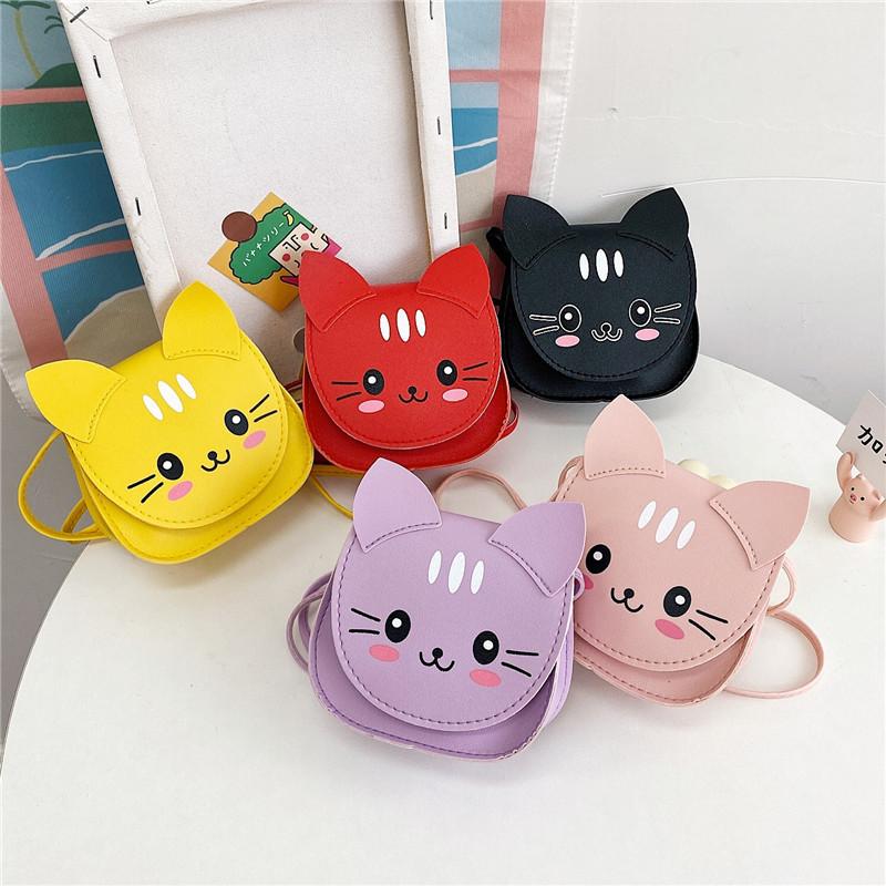 Bag Cat Shoulder Childrens Cartoon Animal Bag Zipper Design Made Of Pu Material