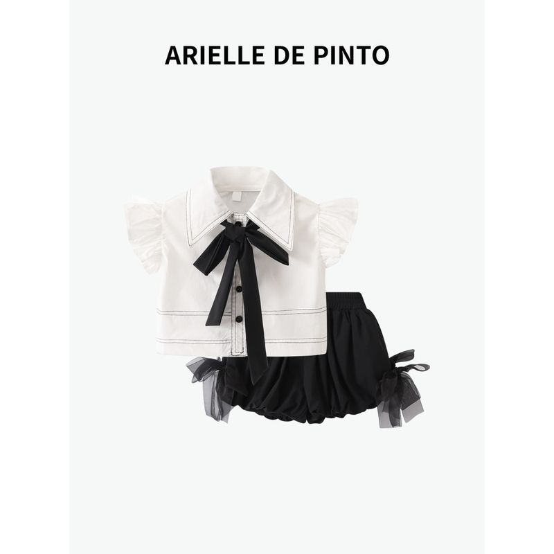 French Arielle De Pinto Preppy Style Fashion ~ Girl Suit Summer New Arrival Kids JK Fashion Tide White 130
