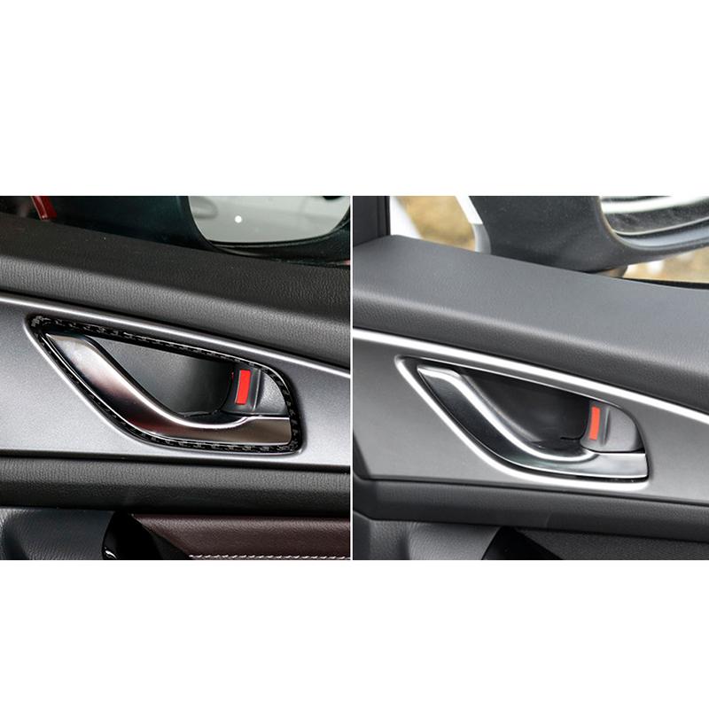 For Mazda 3 Axela 2017-2018 4PCS Real Carbon Fiber Door Handle Frame Sticker Trim Car Interior Accessories Car Interior