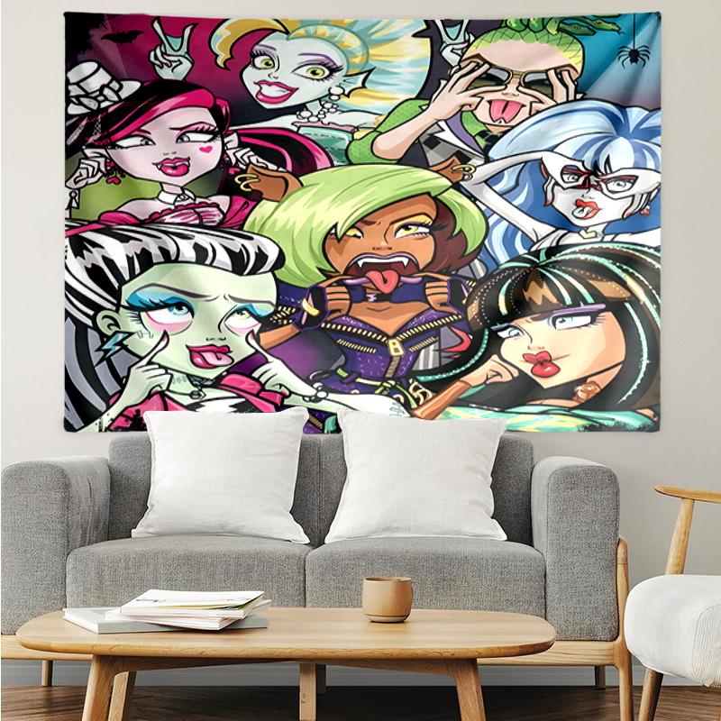 Monster-High Party Tapestry Hanging for Bedroom,Livingroom, Playroom,Decor Art Room Wall Tapestry Holiday and Birthday Gifts