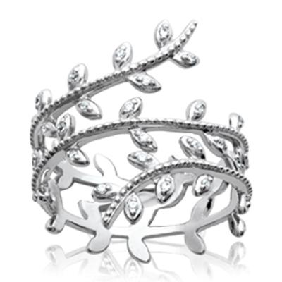 Silver 'Ear of Wheat' Silver Ring (rhodium) - 20 Mm