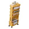 Movable Bookshelf Multipurpose Large Capacity Multilayer 4 Universal Wheels Deskside Bookshelf for Office School Home