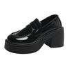 Lefou Shoes Women's Models Fall Thick with Retro Black Small Leather Shoes Thick Bottom Single Shoes Female