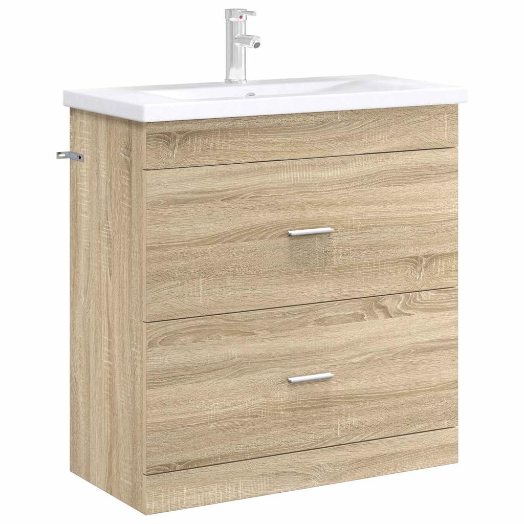 Bathroom Vanity Cabinet In Sonoma Oak 78.5 X 37.5 X 81 Cm Particleboard