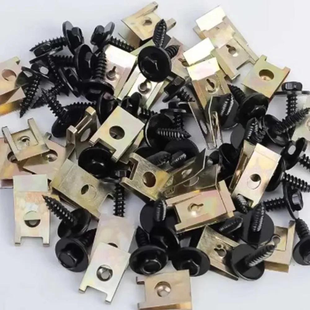 40PCS  Clips for Car Fender Bumper Trim Installation - Screw Base Fasteners for Auto Modification