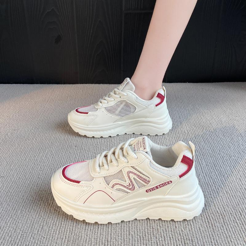 

Platform dad shoes women s shoes 2025 spring mesh breathable and lightweight running sports and leisure versatile student running shoes 35 красный