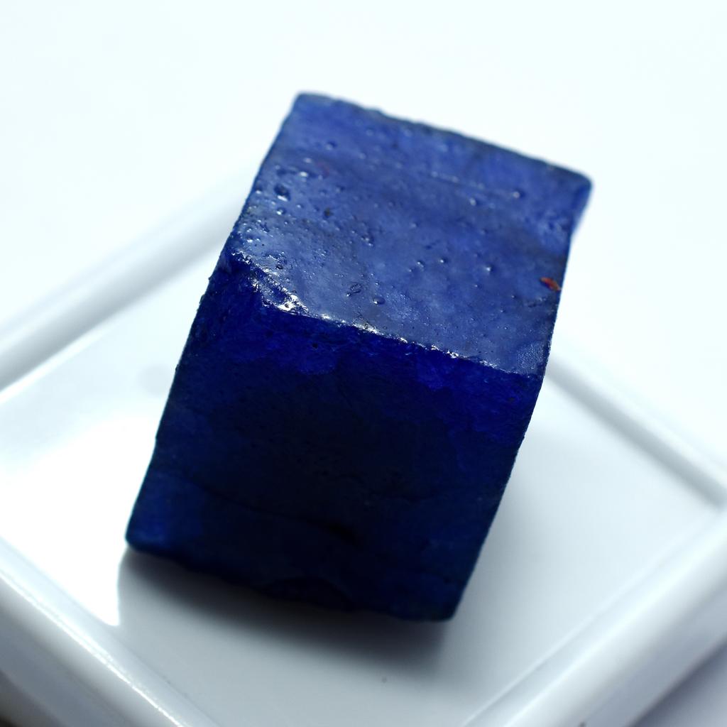 293.20 Ct Natural Sapphire Blue Rough Cube Cut Loose Gemstone CERTIFIED R-11-R