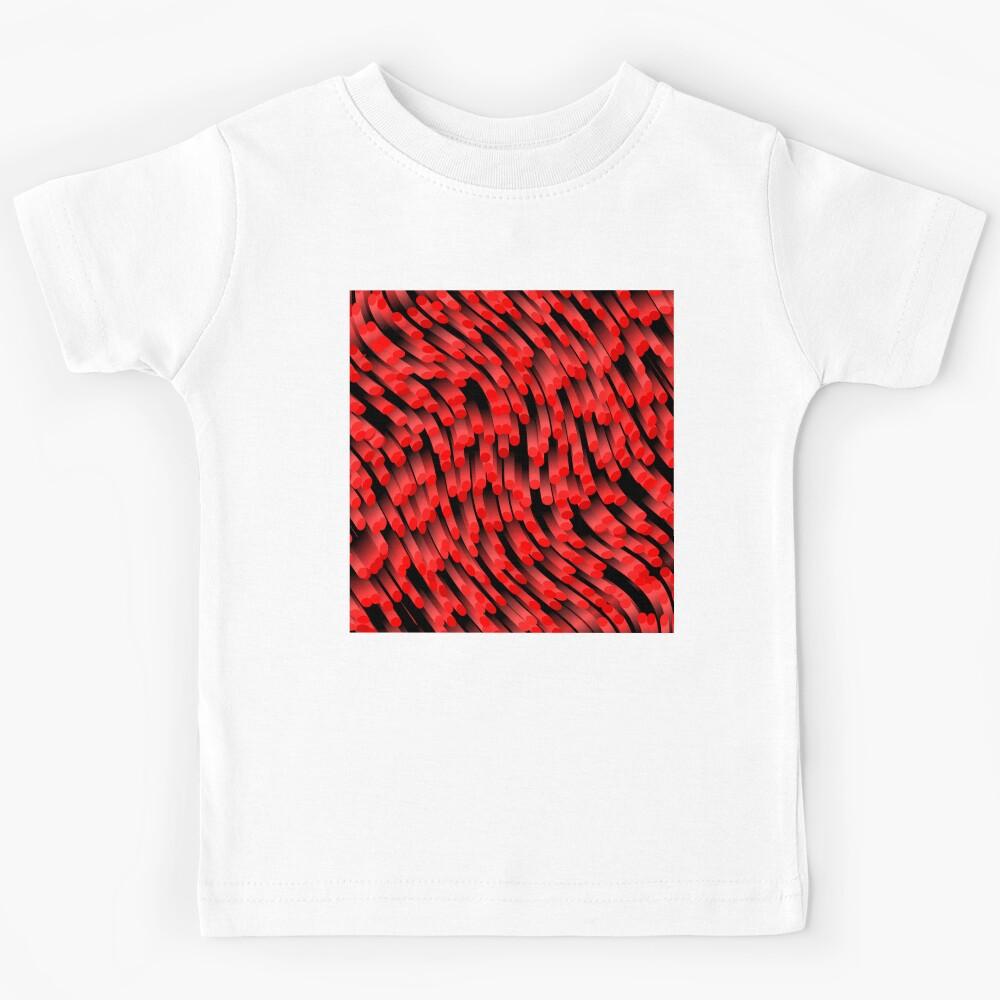 Red and Black Tubular Waves Kids T-Shirt 150