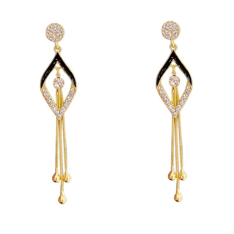 Silver Needle Long Geometric Tassel Earrings High Quality Fashion Face Skinny Earrings Versatile Earrings