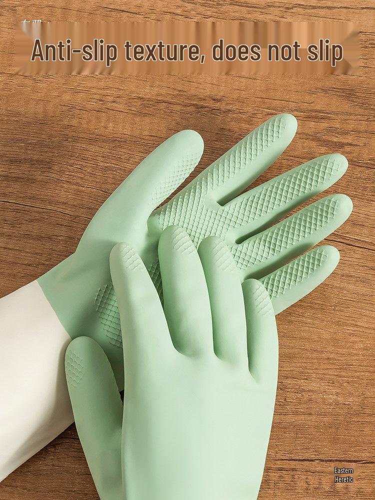 Women's Waterproof Rubber Gloves for Dishwashing, Pot Scrubbing, Vegetable & Clothes Washing, and Home Cleaning.