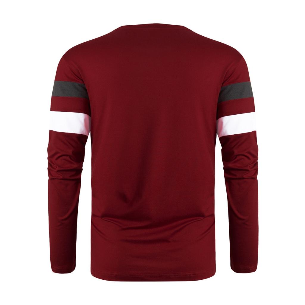Autumn and Winter Plus Size Round Neck Long Sleeved Color Blocked Base Shirt Pullover Men's T-shirts