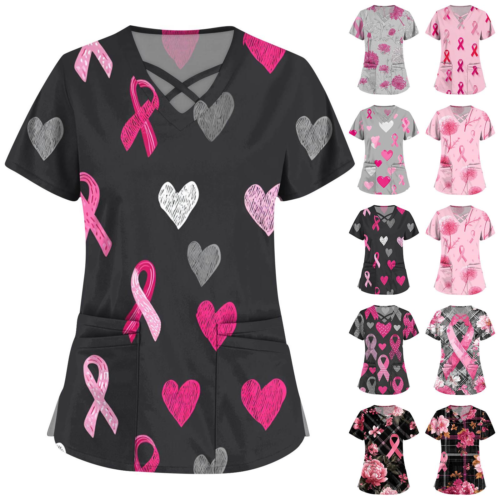 

Women s Fashion V-Neck Short Sleeve Overalls Double Layer Pocket Printed Tops Apparel S чорний