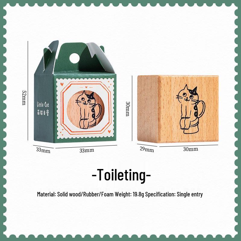 Adorable Cat Wooden Stamp for Diary & DIY Decoration - Choose from 8 Styles