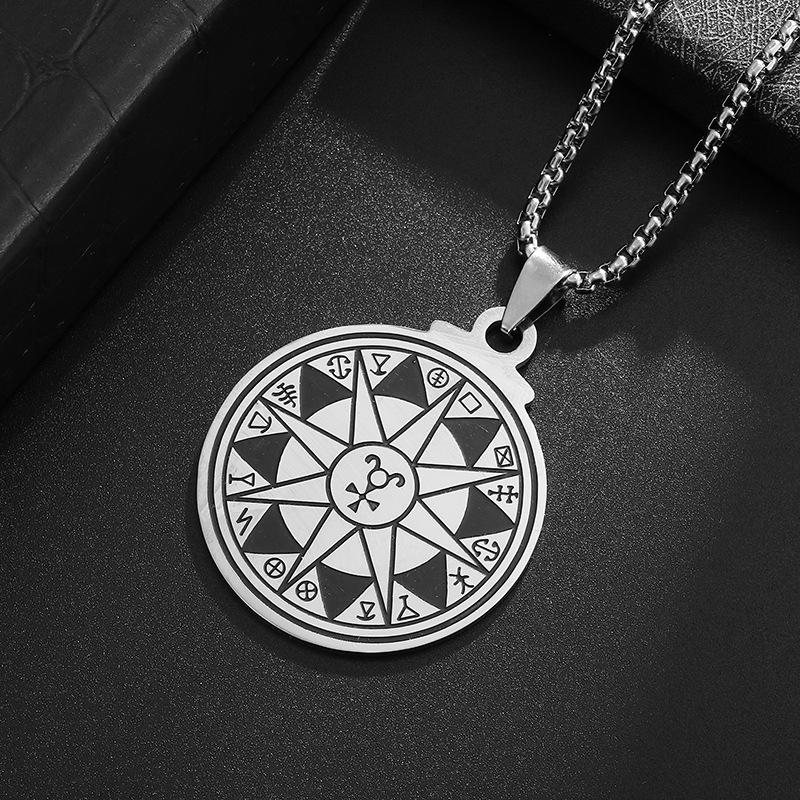 New Stainless Steel Sun Astrology Pendant Creative Neutral Style Necklace Stainless Steel Jewelry Titanium Steel Accessories