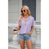 2026 Spring/Summer New Solid Color Buttoned Hooded Loose Short-Sleeve T-Shirt for Women