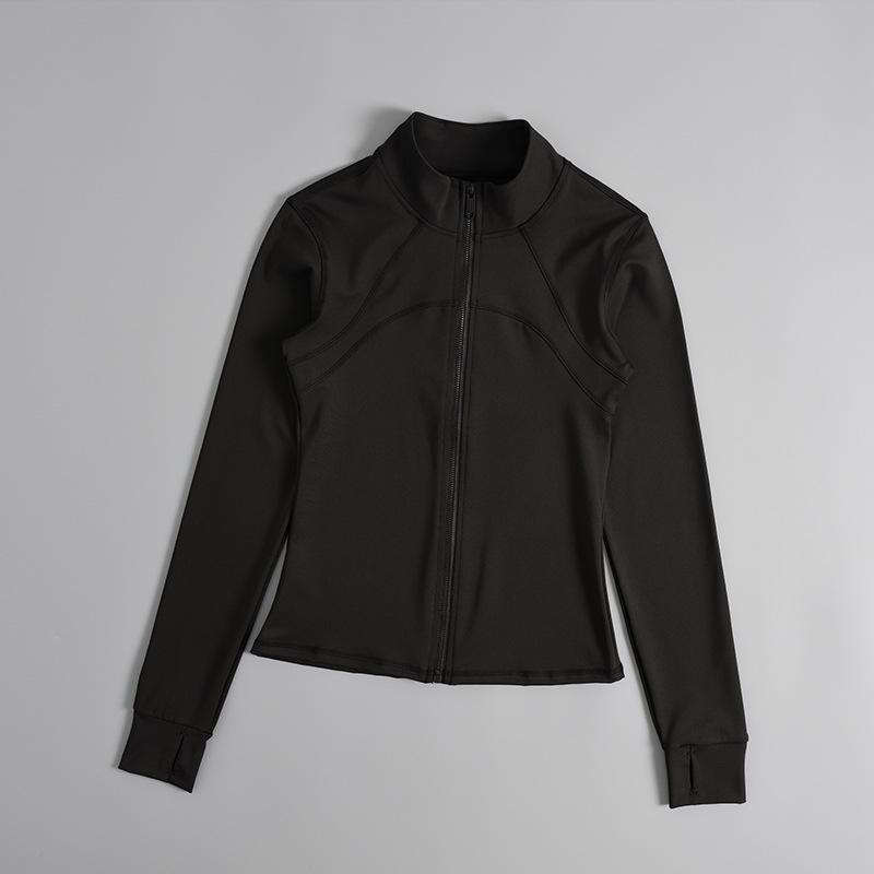 Women's High Collar Quick-Dry Yoga Jacket - Slim Fit, Non-Slip Zipper, Long Sleeve, Nude Feel Sportswear