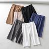 Sexy Women Cotton High Waist Elastic Pure Color Slim Knee-Length Biker Shorts Female