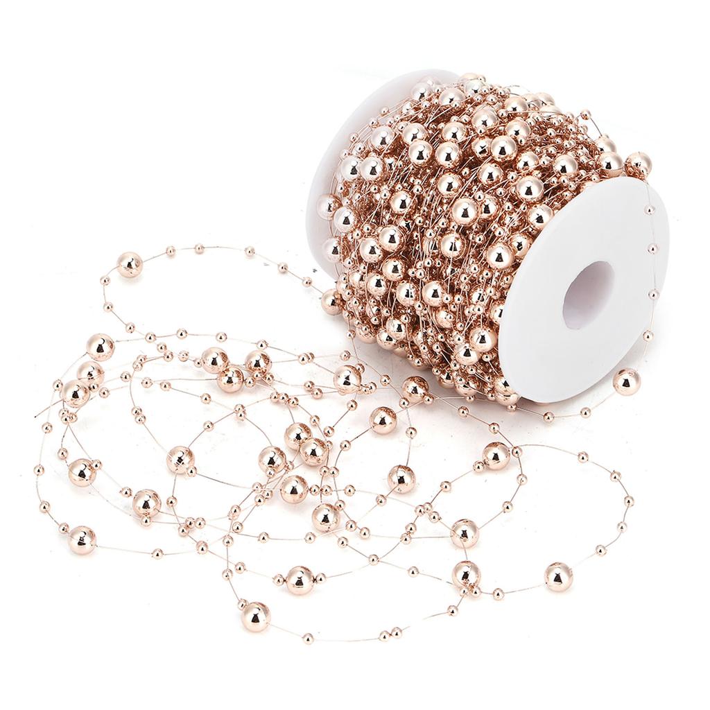 30M Roségold ABS Imitationsperlen Schnur Perlenkette für DIY Bastelgirlande Hochzeitsmittelstücke