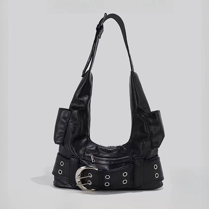 

Yogodlns Пряжка для ремня Женская Роскошная Дизайнерская Сумка и Кошельки ПУ Заклепки Множество Карманов Большая Вместимость Сумки через Плечо Большие Тоуты 37x11x20cm чёрный