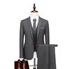 Men's Slim Fit Korean Style Suit - Three-Piece Formal Business Attire for Groom or Groomsman
