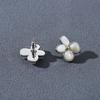 Elegant Metal Inlaid Mother-of-Pearl Earrings with S925 Silver Studs
