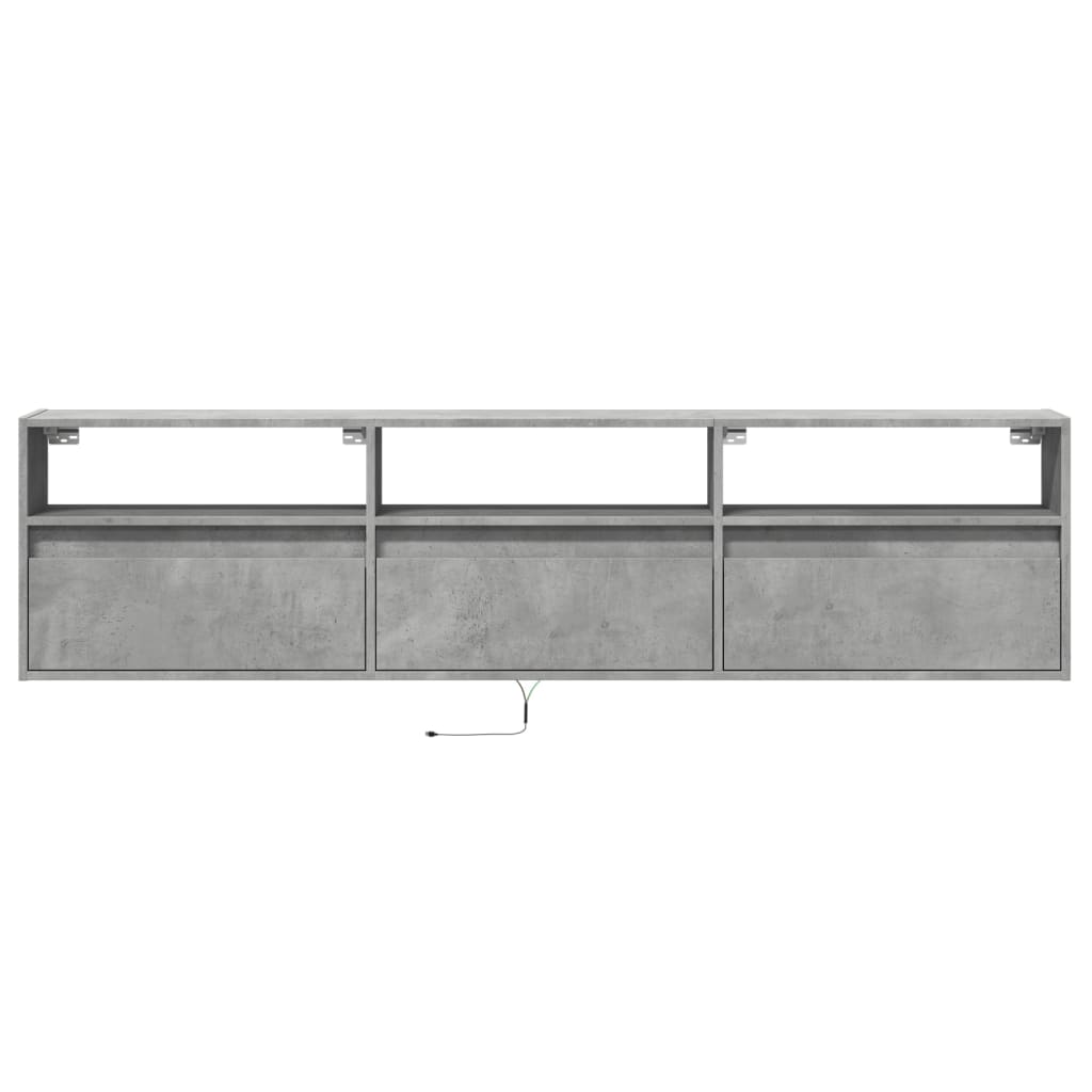 Wall Mounted TV Cabinet with RGB LED Lighting Concrete Grey 180 x 31 x 45 cm