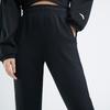 Anta Sports Lifestyle Series Solid Color Mid-Rise Cuffed Fleece Knit Joggers Women Joggers Black 962547312-1
