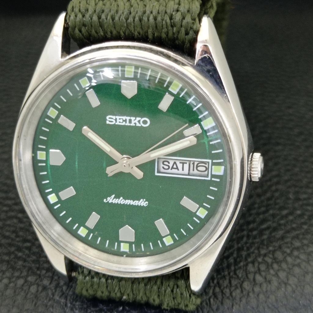 VINTAGE SEIKO AUTOMATIC 6309A JAPAN MENS GREEN COLOR DIAL WATCH a701568-5 R206b-a701568