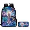 Cartoon ONE PIECE 2Pcs Set Mochila Lightweight Large Capacity Front Pocket School Backpack with Pencil Case for Boys Girls Trip