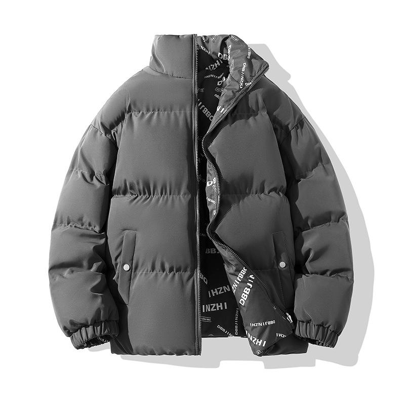 

Two men wearing cotton-padded clothes, thickened down cotton-padded clothes in winter, niche high-end sense ruffian handsome teenager jacket M сірий колір