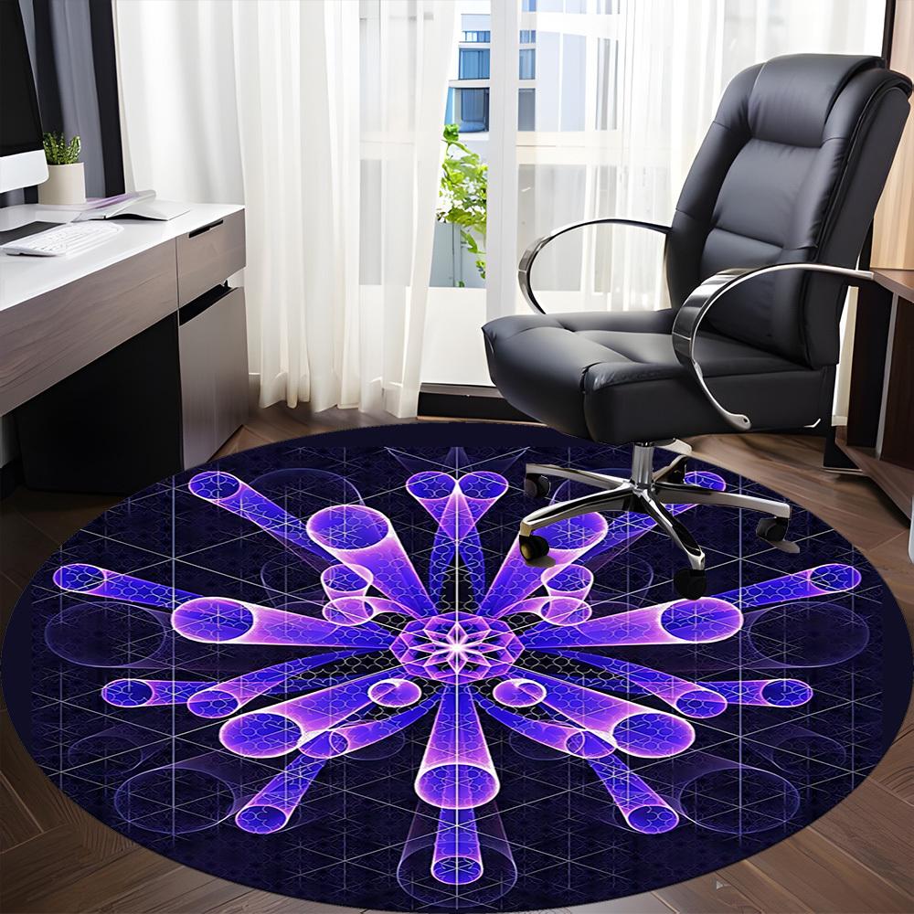 1pc Abstract Mandala Design Chair Carpet for Office - Indoor Non-Slip Washable Polyester Fiber Carpet, Soft Comfortable Mat For Office yy250928063