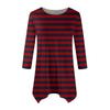 Women's Fashion Casual Round Neck Striped Printed Seven-point Sleeve Shirt Belted Loose Comfortable Top