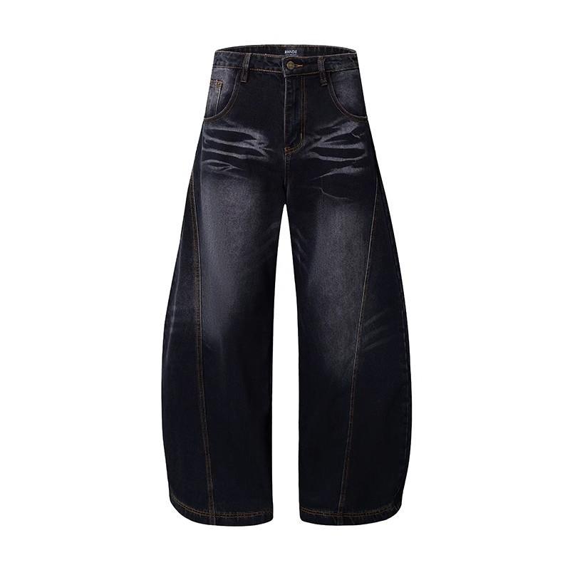 Vintage Washed Bootcut Jeans Men Women - Relaxed Fit Wide Leg Slimming Black Denim Pants