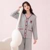 FENTENG Women's Waffle Knit V-Neck Pajama Set