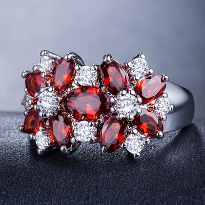 Huitan Sale Cocktail Party Ring Flower Cubic Zirconia  Valentine's Day Gift  Fashion Jewelry Luxury Rings for Women & Lover