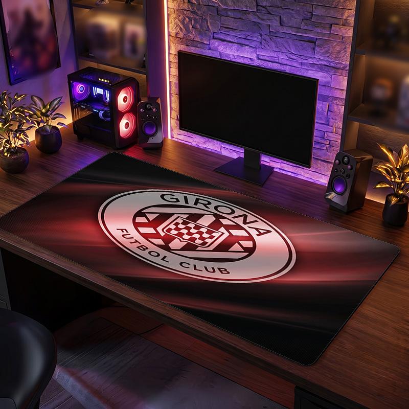 Girona FC Theme Pattern Mouse Pad, Soccer Logo Design XXL Gaming Desk Mat Non-Slip Computer Mouse Pad