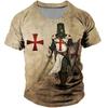 2025 Neue Vintage Herren-T-Shirts Templerorden Aufdruck Für Männer Sommer Übergroße Tops Kurzarm-T-Shirts Lässige O-Ausschnitt Herren Kleidung