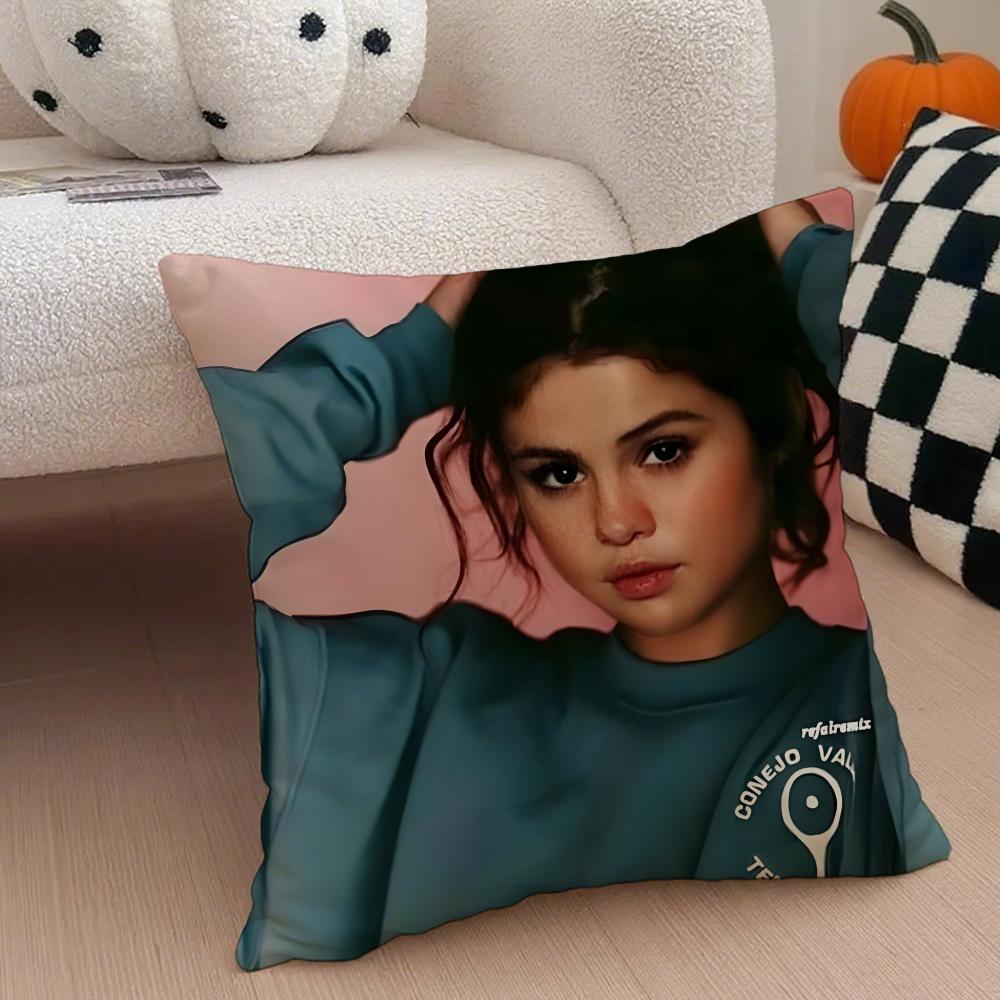 S-Selena Gomez Kissenbezug Leinen Kissenhülle Weich Atmungsaktiv Schutz Couch Zimmer Dekoration