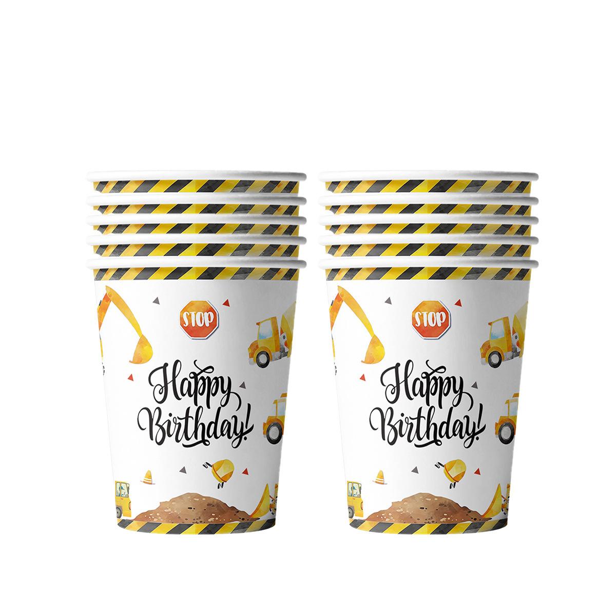 

Engineering Excavator Party Supplies Disposable Cutlery Paper Plates Paper Cups Tissue Boys Birthday Party Decoration