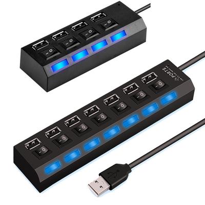 4/7 porti LED USB 2.0 centrmezgla ātrgaitas adapteris datora klēpjdatoru piederumiem