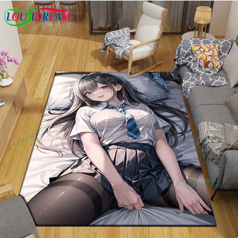 Fashion Sexy Anime Girl Carpet Room Decor Floor Mats Bedroom Yoga Mat Photography Props Area Rug Kids Bedroom Aldult Gift