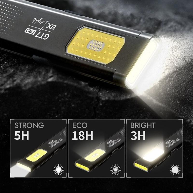 Magnetic Work Light 5 Light Modes 37g Ultra Lightweight EDC Portable Clip On Flashlight for Outdoor Repair with Silicone Switch