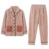 Pajamas Women'S Winter Coral Fleece Fleece Thickened Can Be Worn Outside Loungewear Autumn And Winter Flannel Winter Warm Suit