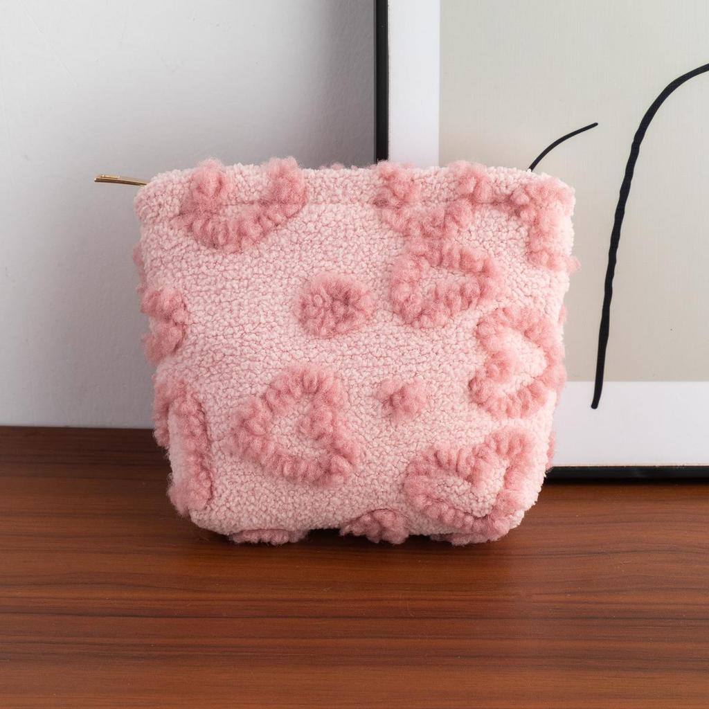 Cute Women Makeup Mini Bag Korean plush cute Portable Coin Purse Small Pouch Handbag Kawaii Female Cosmetic Storage Zipper Bag
