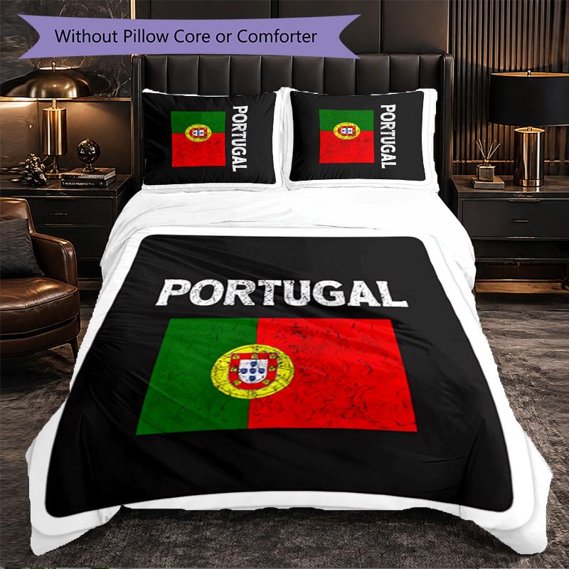 Portugal 3 Piece Bedding Set Soft Duvet Cover Set with Pillowcases Printed Bedroom Decor Set for Home