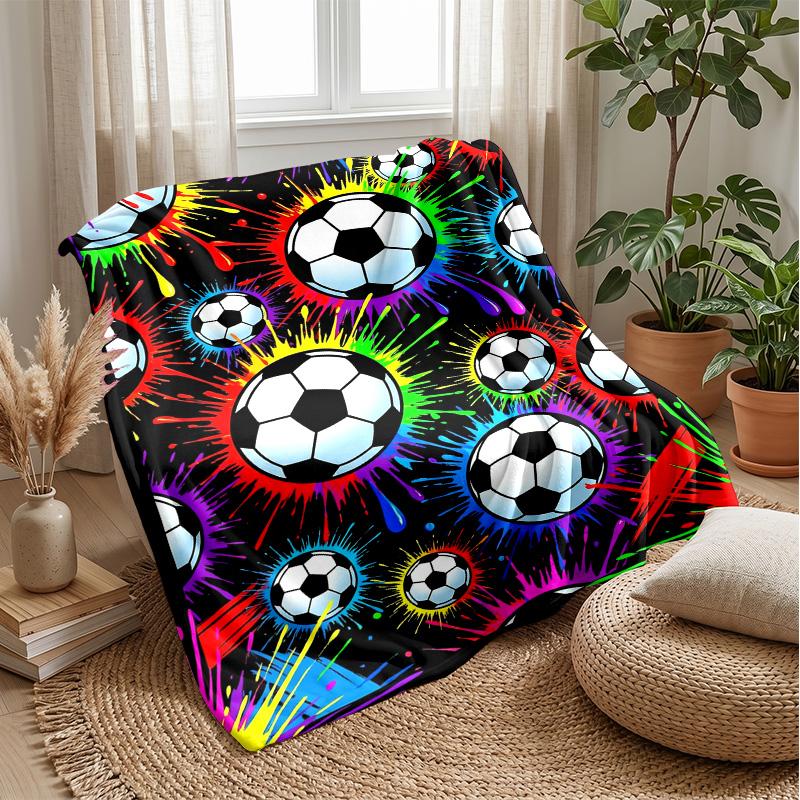 Soccer Ball Exploding In Flames Theme Blanket Lightweight Warm Flannel Blanket Decorative Throw Blanket for Home Decoration