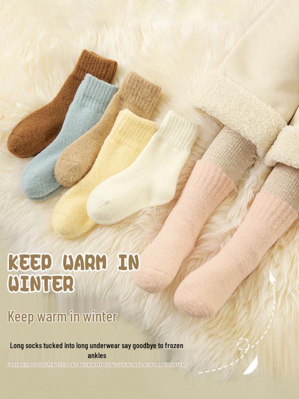 Cozy Fleece-Lined Winter Children's Over-the-Knee Socks - Thick, Warm, Anti-Pilling Candy Color