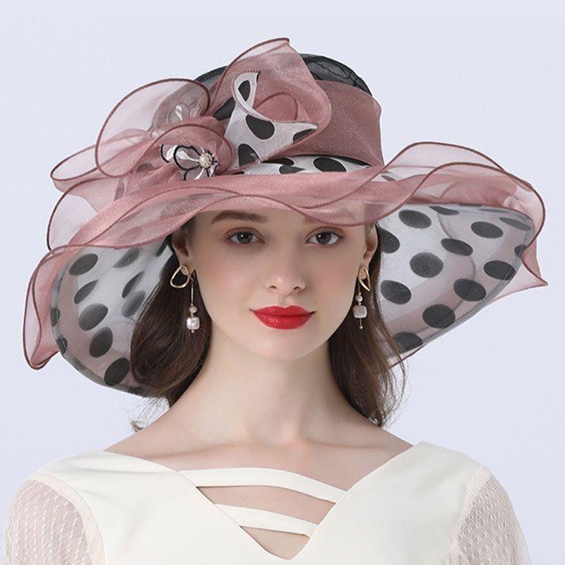 European and American style polka dot big eaves hat sun hat summer ladies elegant fashion hat foldable sun hat seaside beach hat