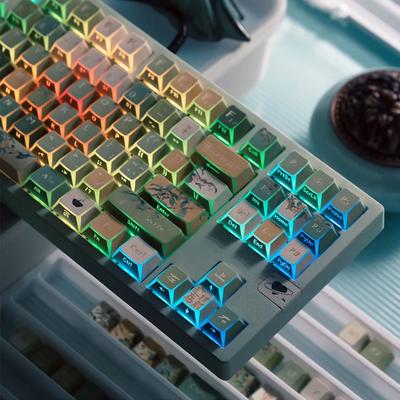 MAIMOOO Shadow Keycaps Golden Osmanthus Oolong Tea Diamond Pattern Translucent Cherry Pbt Custom Keyboard Green Keycaps