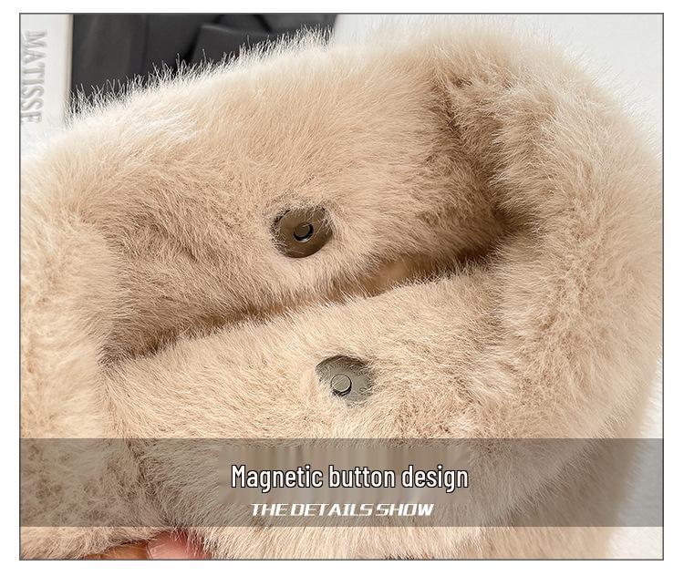 Damen 2025 Flauschige Fell Bucket Bag – Herbst/Winter Schulter Crossbody